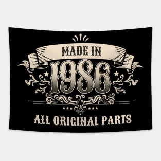 Retro Vintage Birthday Made in 1986 All Original Parts Tapestry