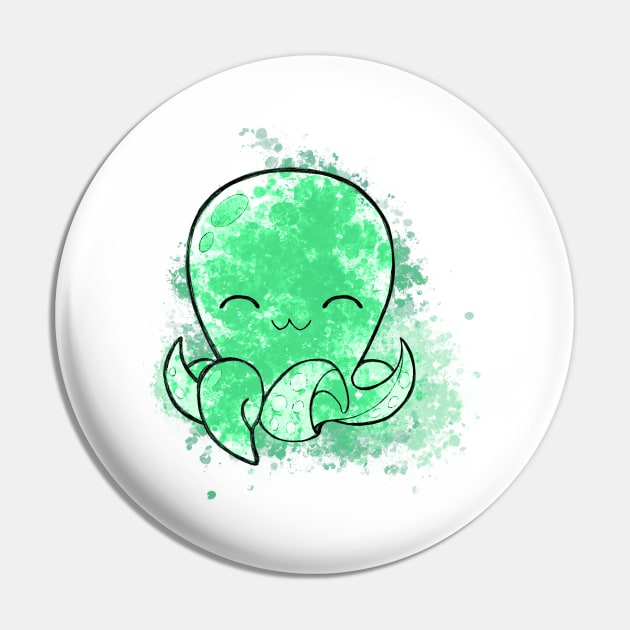 Cute green octopus Pin by Uwaki