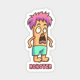 Orange Monster with Pink Hair Text Magnet