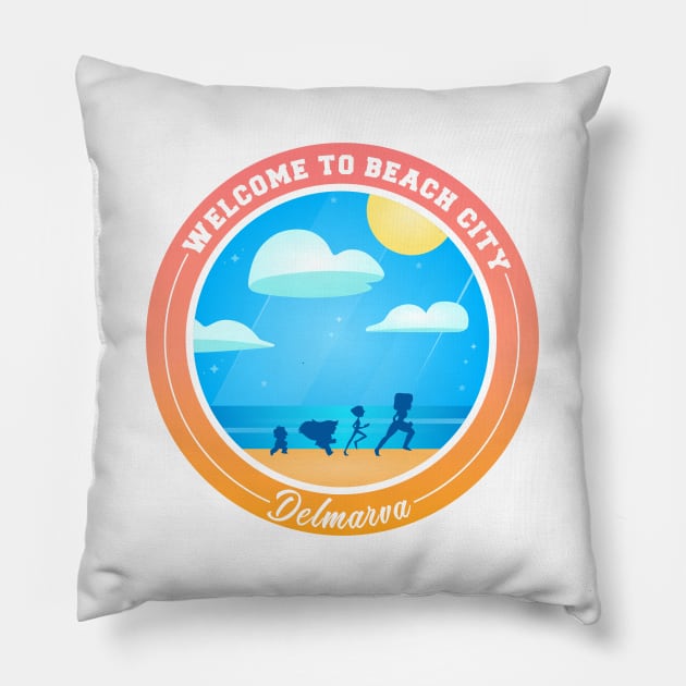 Welcome To Beach City Variant Pillow by Anrego