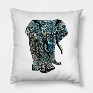 Intricate Asian Elephant Colorful Illustration Pillow