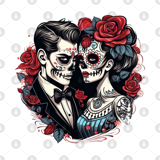 Bride and Groom Day of the Dead Skull Candy graphic by Danielleroyer