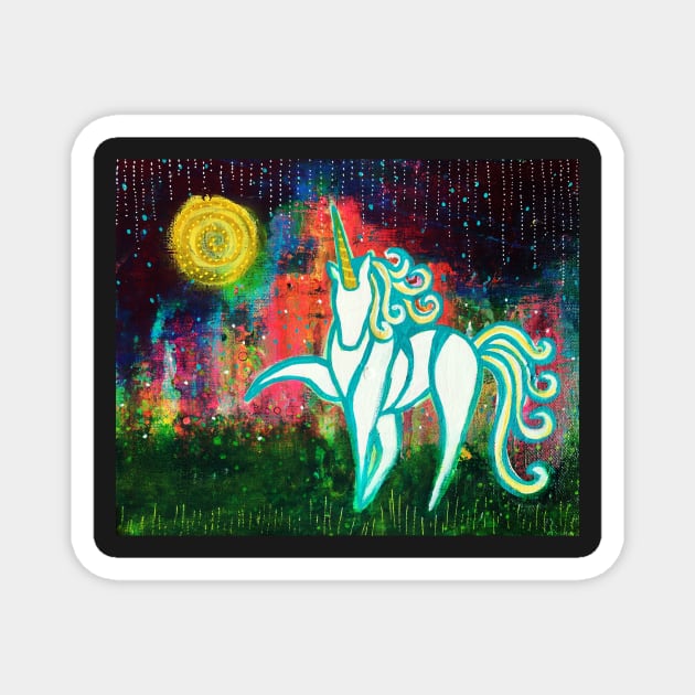 Dancing with the Magic - Unicorn Inner Power Painting by Magic with Mellie Magnet by mellierosetest