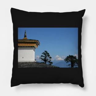 Chorten and Mountains, Bhutan Pillow