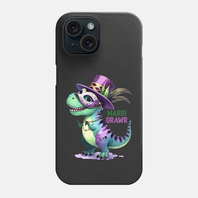 Mardi Grawr Funny Trex Dinosaur Phone Case by Nessanya