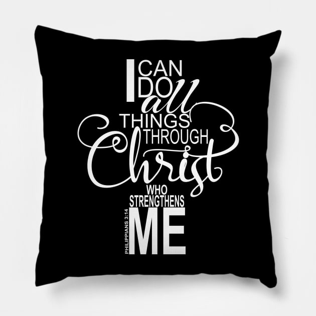 Philippians 4:13 Christian Bible Verse Flourish Ladies Girls Pillow by Kimmicsts