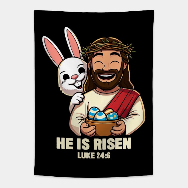 Luke 24:6 He Is Risen Tapestry by Plushism