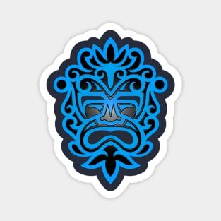 Stylish Blue and Black Mayan Mask Magnet