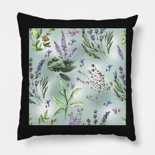 Watercolor pattern with scented herbs Pillow