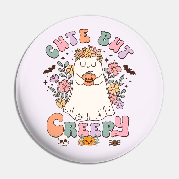 Cute But Creepy Groovy Halloween Ghost Pin by Hypnotic Highs