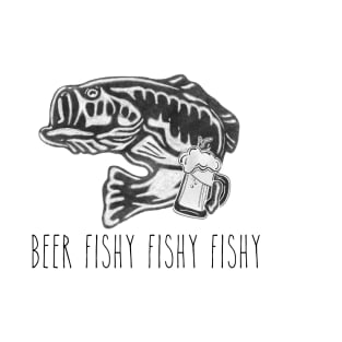 Beer Fishy Fishy, Funny Fish Pun Fishing Drinking Beer Meme T-Shirt