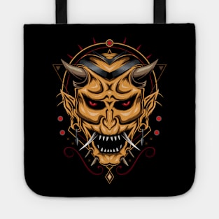 Devil mask illustration Tote