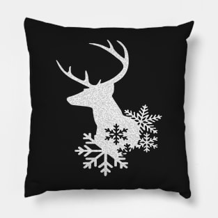 White Swirl Pattern Christmas Deer Pillow