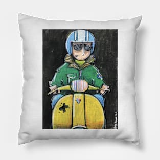 Retro Scooter, Classic Scooter, Scooterist, Scootering, Scooter Rider, Mod Art Pillow