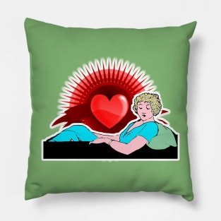 Romantic lying girl with passion heart Pillow