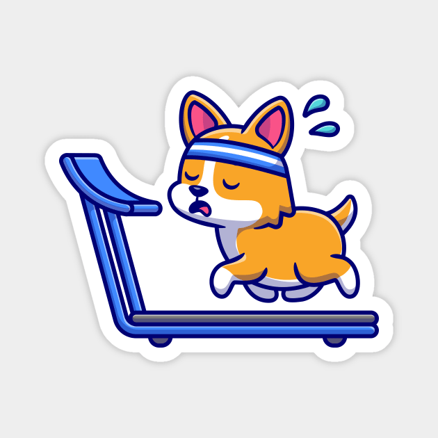 Exhausted Corgi Running On The Treadmill Magnet by Catalyst Labs