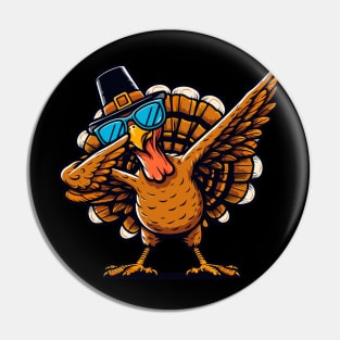 Dabbing Turkey Wearing Sunglasses Thanksgiving Day Pin