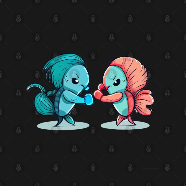 TWO COOL BETTA FISH FIGHTING by aiartify