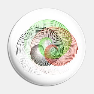 3 spirals in green and red and black overlapping Pin