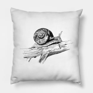 Garden Snail Ink Drawing Pillow