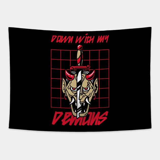 Down with my demons Tapestry by Milon store