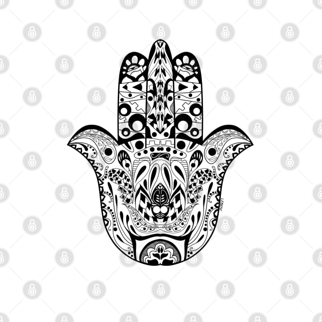 the hand of buddah with mexican patterns ecopop art zentangle by jorge_lebeau