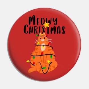 Meowy Christmas Funny Ginger Cat Pin