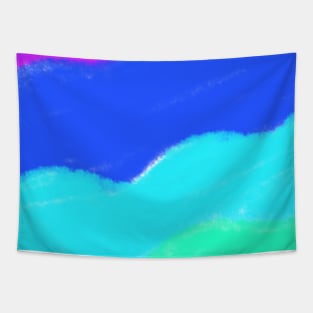 Blue green Red watercolor art design Tapestry