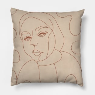 Minimal Line Art - Hijab Woman 3 Pillow