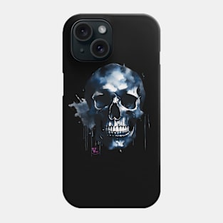 Blue Watercolor Skull Phone Case