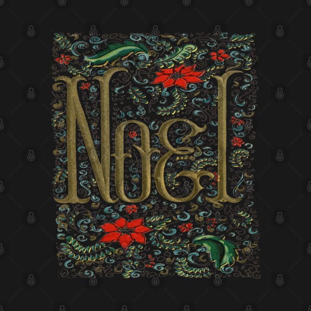 1980s Retro Floral typography Bohemian Christmas Joyeux Noel by Tina
