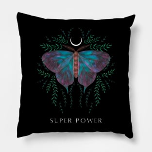 Black Green Illustration Night Butterfly Pillow