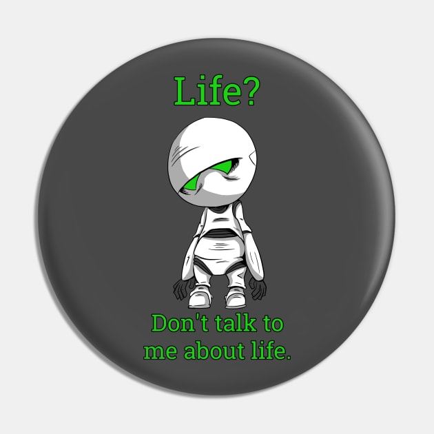 Marvin the Paranoid Android Pin by Black Snow Comics