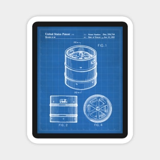 Beer Keg Patent - Beer Lover Craft Ale Art - Blueprint Magnet