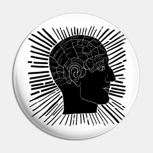 Phrenology black and white Pin