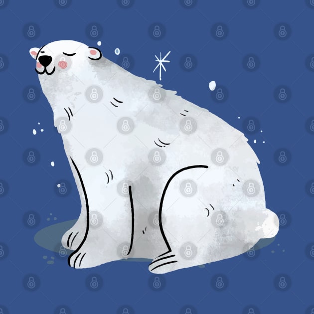 Polar Bear Painting Hand Drawn by Mako Design 