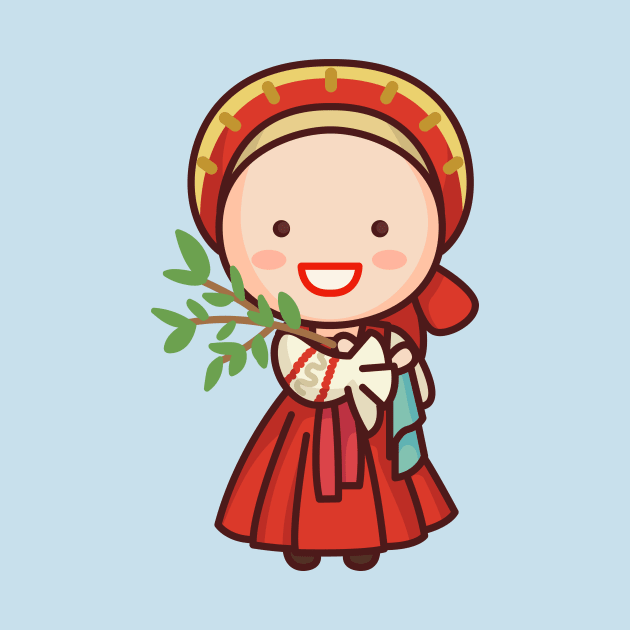 Cute Russian Village Girl in Traditional Clothing Cartoon by SLAG_Creative