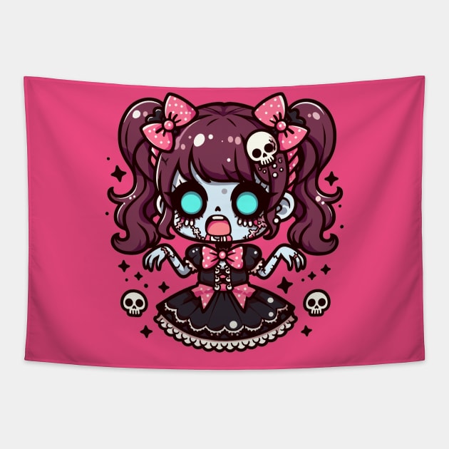Zombie Girl Kawaii Tapestry by DesignDinamique