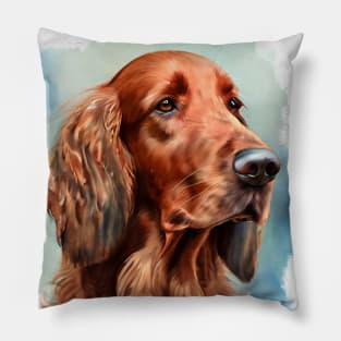 Watercolor Portrait of a Red Irish Setter Pillow