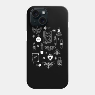 Black Magic Witchy Halloween Doodles - Potions and Things Dark Phone Case