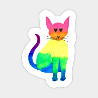 Rainbow Watercolor Cat Magnet