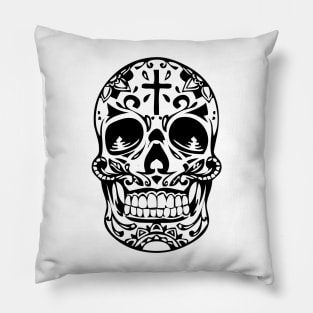 Black and white skeleton head design Pillow