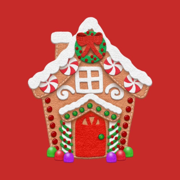 Christmas Gingerbread House | Faux Felt Applique Style by Cherie(c)2021 by CheriesArt