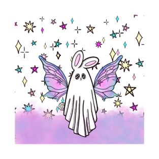 Ghost Bunny Fairy in Cotton Candy Clouds & Star Confetti T-Shirt