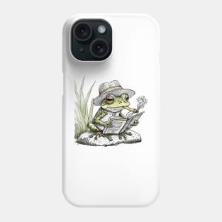 Cool frog with cigar, reading Phone Case