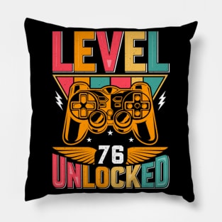 Level 76 Unlocked Awesome Since 1947 Funny Gamer Birthday Pillow