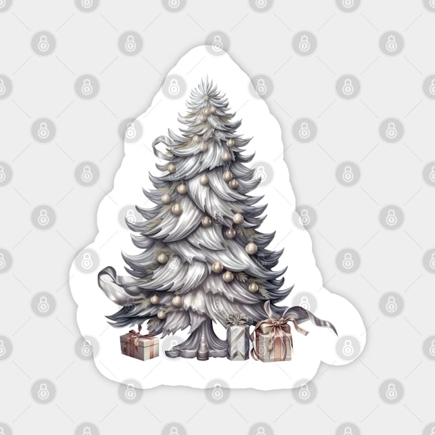 Silver Christmas Tree Magnet by Chromatic Fusion Studio