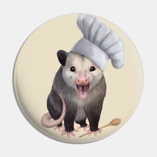 Chef Opossum - cute possum in a chefs hat Pin