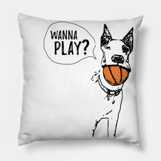 Wanna play? Great Dane with basketball design Pillow