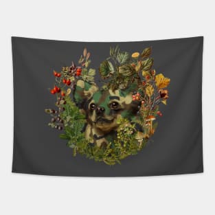 Camo Chihuahua Forest Adventure Tapestry